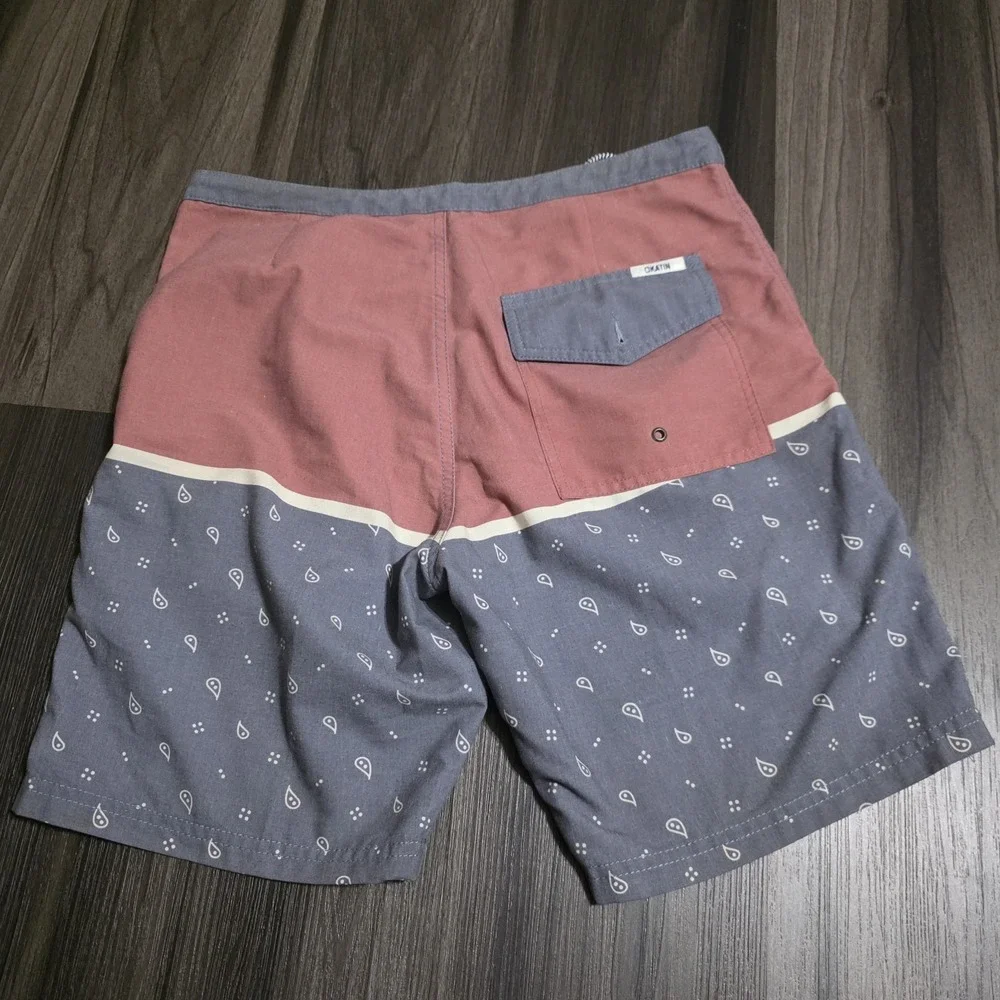 Katin USA Mens Paisley Board Shorts Red Blue Surf Trunks Size 30